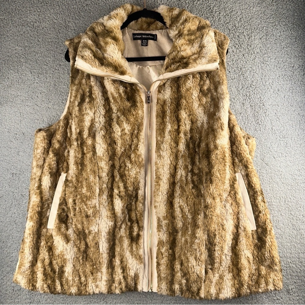 Catherine Malandrino Faux Fur Size 1X Vest Boho Y2K Hippie‎ Western Mobwife